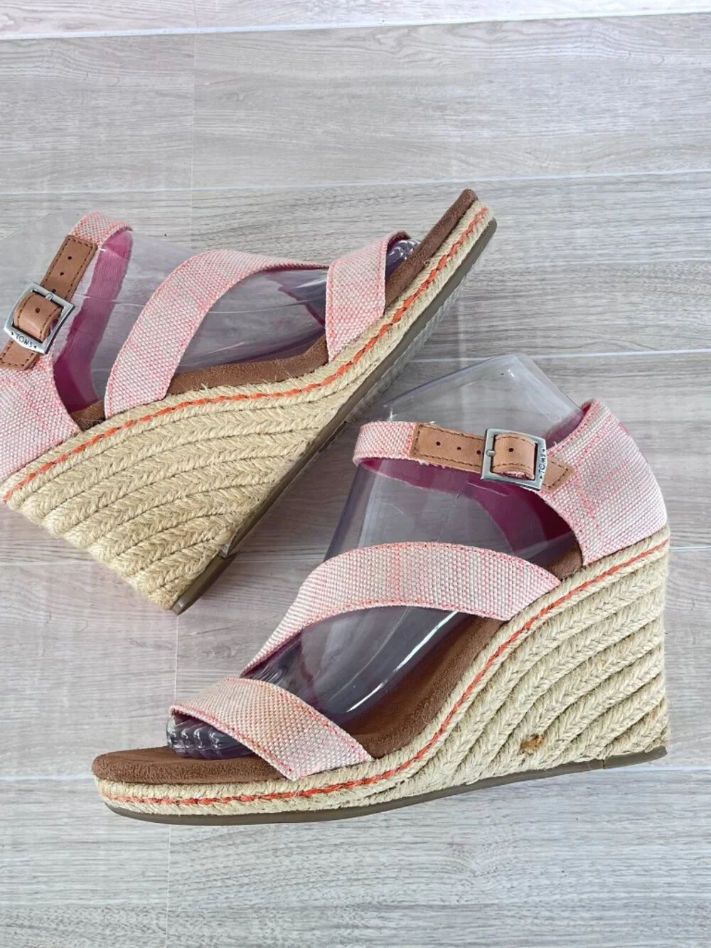 TOMS Women's Clarissa Wedge Espadrille Coral, Orange Tangerine Size 7.5W